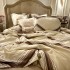 Lenjerie Pat Dublu,  FINET, 6 piese, Crem, Maro, Zig-Zag [16]