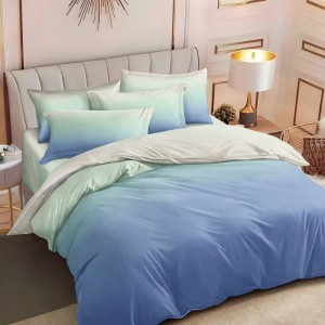Lenjerie pat dublu cu ELASTIC, Finet, 6 piese, Bleu, degrade
