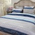Lenjerie Pat Dublu,  FINET, 6 piese, Gri, Albastru, Dungi [2]