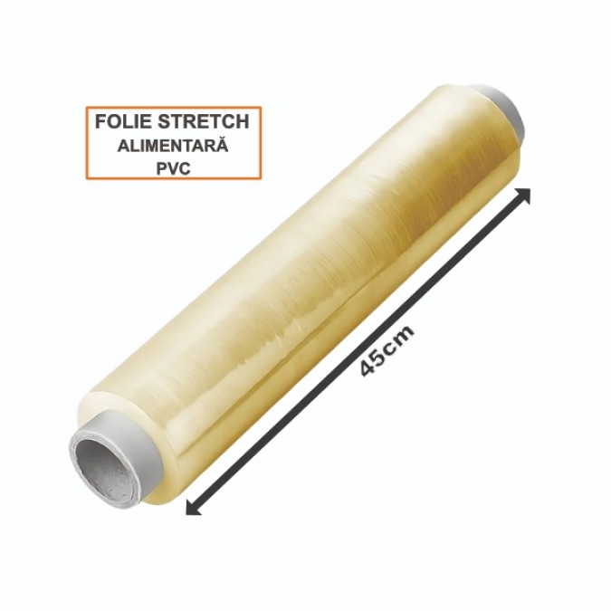 Folie Stretch Alimentară PVC 9 my 45 cm 180 m