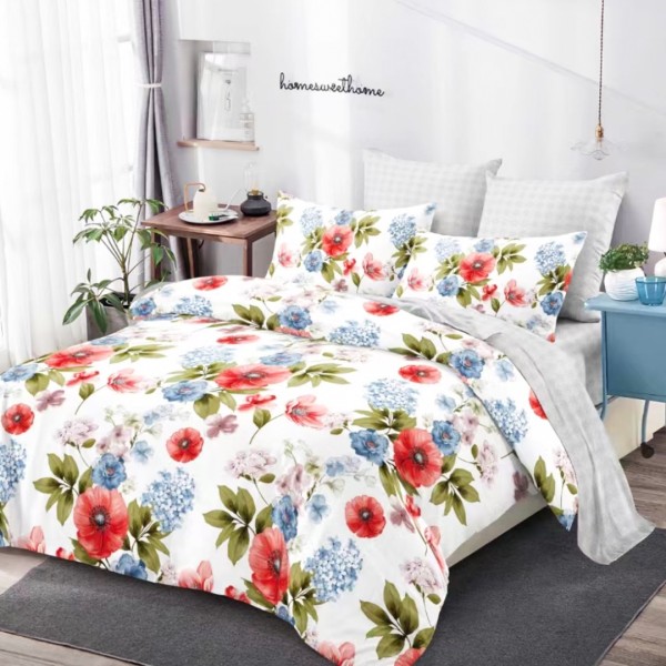 Lenjerie Pat Dublu, FINET, 6 piese, Alb, Gri, Fluturi [1]