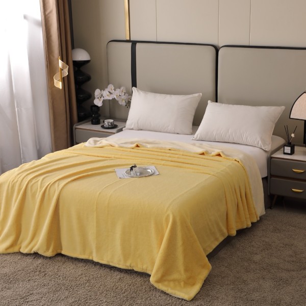 Pătură Premium, 200x230cm, cu Blăniță Shorthair si Cocolino, cu Fermoar, Galben – Lux, Căldură & Versatilitate! [1]