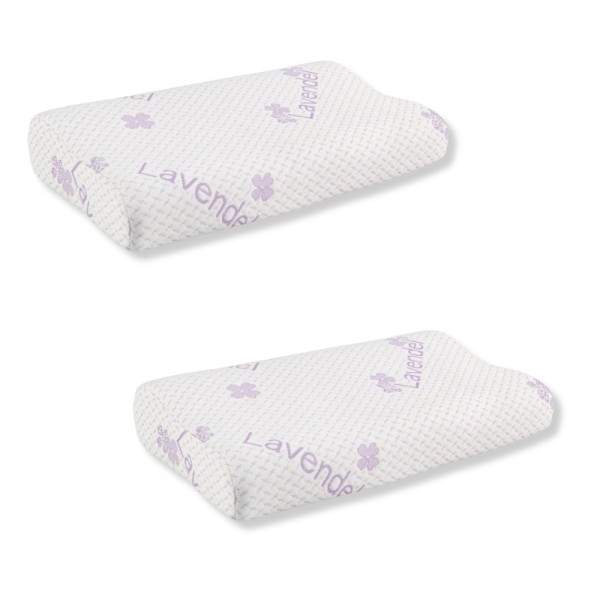 Set 2 Perne din spuma cu memorie, 40x60cm, husa tricot natur cu fermoar, Lavanda [1]