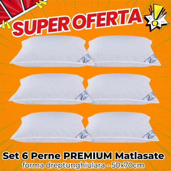 SUPER OFERTA Set 6 perne PREMIUM, Matlasate, dreptunghiulare 50x70cm, Fabricate in Romania [1]