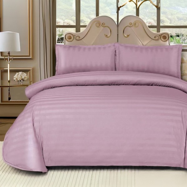 Lenjerie HoReCa, pat dublu, tip Damasc Finetat Deluxe cu Elastic, 4 piese, Lila [1]