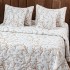 Cuvertura Pat Dublu, Bumbac cu In, Model Brodat Direct în Tesatura, 230x250 cm, 2 fete de perna 52x72cm, 2 fete de perna 46x46cm, Alb, Bej, Crengute [3]