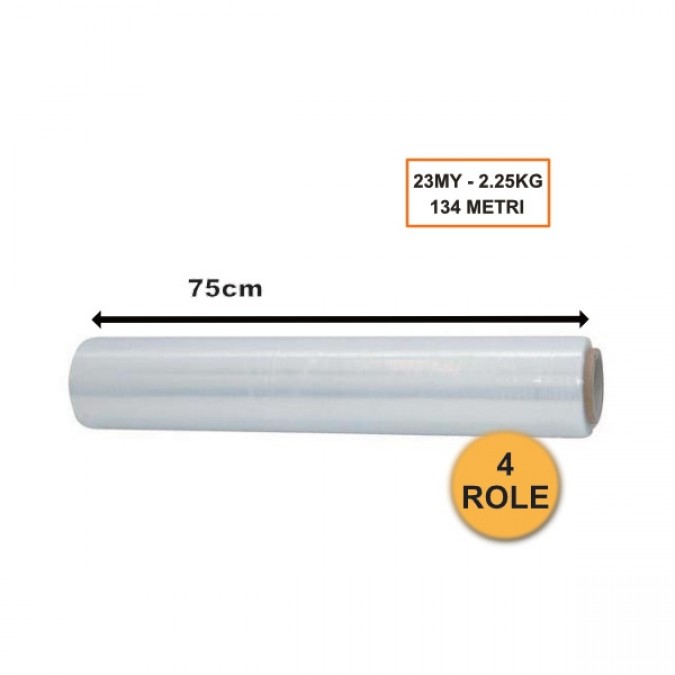 Set 4 Role Folie Stretch Transparentă  750mm  23my  1.6kg  88.4ml