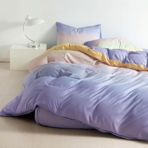 Lenjerie pat 140x200cm,  FINET, 4 piese, cu ELASTIC, Lila, degrade Lenjerie pat 140x200cm,  FINET, 4 piese, cu ELASTIC, Lila, degrade