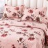 Cuvertura Pat Dublu, Catifea Matlasata, 230x250 cm, 2 fete de perna 60x80cm, Roz, Flori [2]