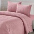 Cuvertura Matlasata, Pat Dublu, 230x250 cm, 3 Piese, Bumbac Satinat Superior, 2 Fete de Perna 50x70 cm, Roz [2]