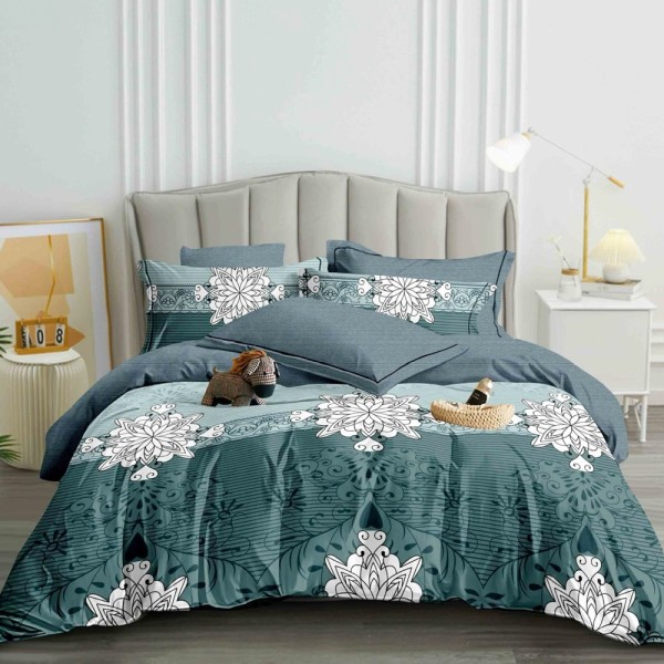 Lenjerie pat dublu (140x200cm, 160x200cm, 180x200cm), FINET, 6 piese, Verde, elegant [1]