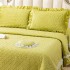 Cuvertura Matlasata, Pat Dublu, Bumbac Finet, 230x250cm, 4 piese, cu Volanase si Dantela Chantilly Alba, Lime [2]