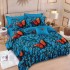 Lenjerie pat dublu cu ELASTIC, Finet, 6 piese, Albastru, fluturi portocalii [6]
