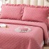 Cuvertura Matlasata, Pat Dublu, Bumbac Finet, 230x250cm, 4 piese, cu Volanase si Dantela Chantilly Alba, Roz [2]