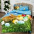Lenjerie de Pat Dublu,  Finet, Imprimeu Digital, 4 Piese, Bleu, Verde, Iepurașul si Coșul cu Oua Colorate [5]