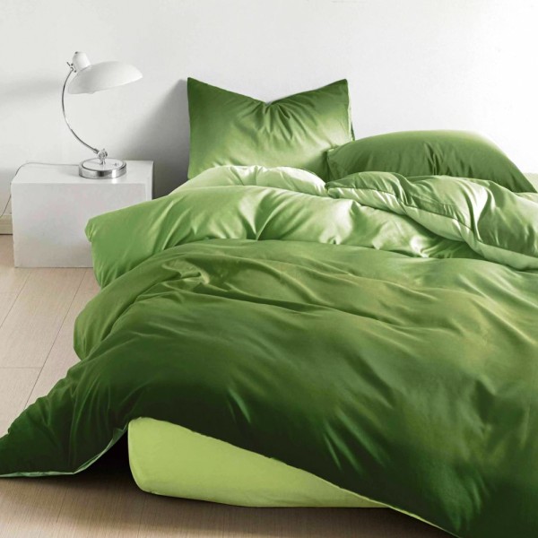 Lenjerie pat dublu cu Elastic (160x200cm si 180x200cm), bumbac satinat, Verde, degrade [1]