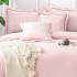 Lenjerie Pat Dublu, Bumbac Neted Fin, cu Bordura din Broderie Rafinata, CEARSAF CU ELASTIC, 6 piese, Roz [2]