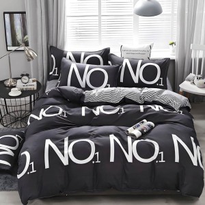 Lenjerie pat dublu (140x200cm, 160x200cm, 180x200cm), bumbac satinat, cearsaf clasic, 4 piese,  Gri, No.1 Lenjerie pat dublu (140x200cm, 160x200cm, 180x200cm), bumbac satinat, cearsaf clasic, 4 piese,  Gri, No.1