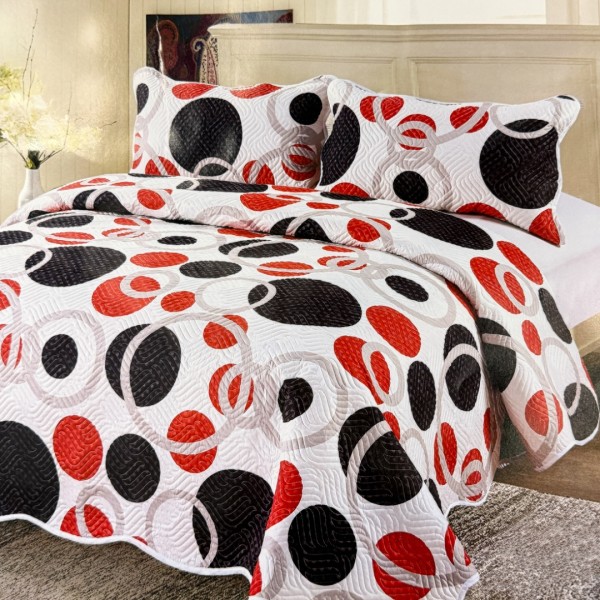 Cuvertură Pat Dublu, 3 Piese, Bumbac 100% Imprimat – Calitate Premium, cu Imprimeu Durabil, cod CSA-CV54 [1]