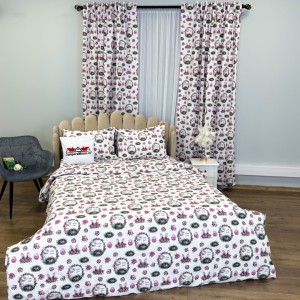 Set Lenjerie Pat Dublu 4 Piese + 2 Draperii 150x235cm din Bumbac Ranforsat – Confort și Eleganță, Fabricat în România, Alb, Lila, Iepurasi Set Lenjerie Pat Dublu 4 Piese + 2 Draperii 150x235cm din Bumbac Ranforsat – Confort și Eleganță, Fabricat în România, Alb, Lila, Iepurasi