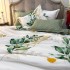 Lenjerie Pat Dublu,  FINET, 6 piese, Alb, Verde, Frunze [15]