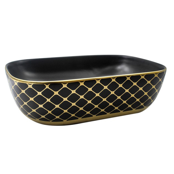 SMACK Lavoar Ceramic Premium, Oval Gold -Negru, 50×39.5×14.5CM [1]