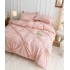 Lenjerie de Pat Premium, JOJO HOME, Finet Soft Touch, cu Inimioare din Pliuri Brodate, si Dantela Delicata, 6 Piese, Nesifonabilă și Durabilă, Roz Pal [4]