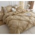 Lenjerie de Pat Premium, JOJO HOME, Finet Soft Touch, cu Inimioare din Pliuri Brodate, si Dantela Delicata, 6 Piese, Nesifonabilă și Durabilă, Crem [9]