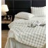 Lenjerie Luxury Pat Dublu, Jojo Home, ExtraPufoasa, din Blanita Artificiala tip Iepure, 6 piese, Crem [2]