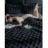 Lenjerie Luxury Pat Dublu, Jojo Home, ExtraPufoasa, din Blanita Artificiala tip Iepure, 6 piese, Antracit [5]