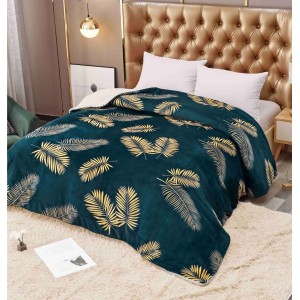 Patura CoCoLiNo cu blanita, 200x230cm, Jojo Home, Verde, Frunze Patura CoCoLiNo cu blanita, 200x230cm, Jojo Home, Verde, Frunze