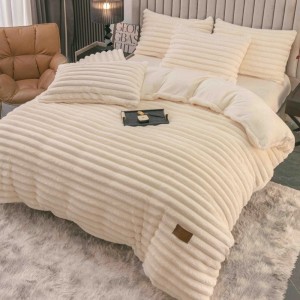 Lenjerie Deluxe, 4 Piese, Blăniță Shorthair și CoCoLiNo, cu Elastic Perimetral, Crem