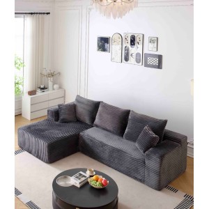 Canapea tip Coltar Ribba Soft, Spuma HD, Design in dungi, Ambalat Vidat, gri