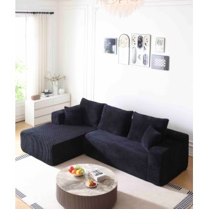 Canapea tip Coltar Ribba Soft, Spuma HD, Design in dungi, Ambalat Vidat, bleumarin