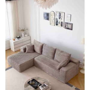 Canapea tip Coltar Ribba Soft, Spuma HD, Design in dungi, Ambalat Vidat, bej