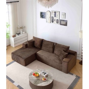 Canapea tip Coltar Ribba Soft, Spuma HD, Design in dungi, Ambalat Vidat, maro