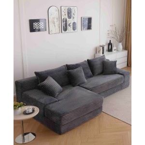 Canapea tip coltar SoftLine, Spuma HD, ambalare in vid, gri