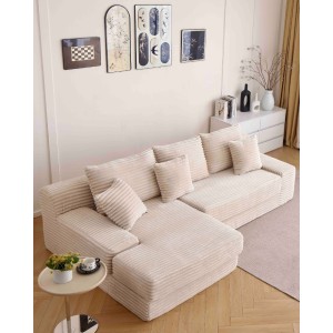 Canapea tip coltar SoftLine, Spuma HD, ambalare in vid, crem