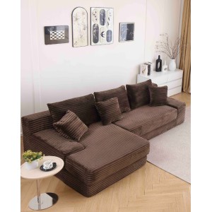 Canapea tip coltar SoftLine, Spuma HD, ambalare in vid, maro