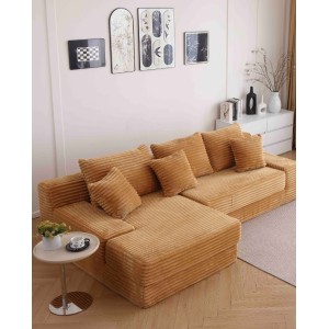 Canapea tip coltar SoftLine, Spuma HD, ambalare in vid, caramiziu