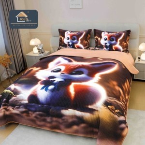 Cuvertura Matlasată, Bumbac Finet, cu Imprimeu 5D, 220x240cm + 2 fete de perna 50x70cm, Maro, Veverita Cuvertura Matlasată, Bumbac Finet, cu Imprimeu 5D, 220x240cm + 2 fete de perna 50x70cm, Maro, Veverita