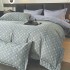Lenjerie pat dublu, FINET DeLuxe, 6 piese, cu ELASTIC, Jojo Home, Cutie Eleganta, Gri, Romburi [2]