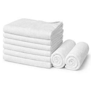 Set 8 prosoape mici 30x50cm, din 100% bumbac pakistanez,  600g, Alb
