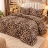 Lenjerie pat dublu cu Elastic, Super Pufoasa COCOLINO, 4 piese, maro, animal print [3]