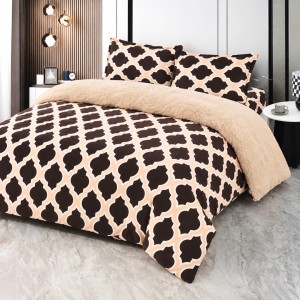 Lenjerie pat dublu, Super Pufoasa COCOLINO cu BLANITA, 4 piese, Maro, Romburi Lenjerie pat dublu, Super Pufoasa COCOLINO cu BLANITA, 4 piese, Maro, Romburi