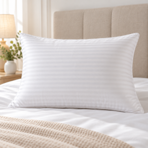 Perna Hotel Luxury tip Damasc, dreptunghiulara 50x70cm cu 900gr puf siliconizat, alb