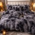 Lenjerie pat dublu, Super Pufoasa COCOLINO Fluffy, 6 piese, Negru, Degrade, Gri [2]