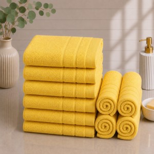 Set 10 prosoape mici, Terry, 30x50cm, din 100% bumbac pakistanez,  600g, Galben