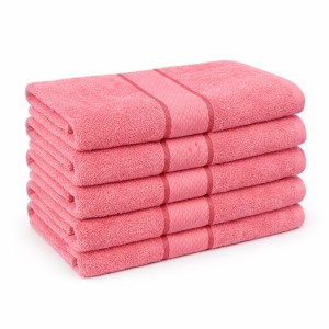 Set 5 prosoape medii 50x90cm, din 100% bumbac pakistanez, 400g, Line, Corai Set 5 prosoape medii 50x90cm, din 100% bumbac pakistanez, 400g, Line, Corai