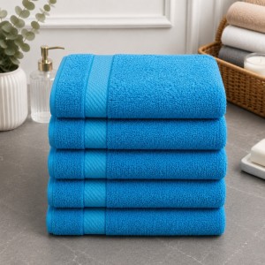 Set 5 prosoape mari, Ashley Mills, 50x85cm, din 70% bumbac pakistanez,  390g, Albastru